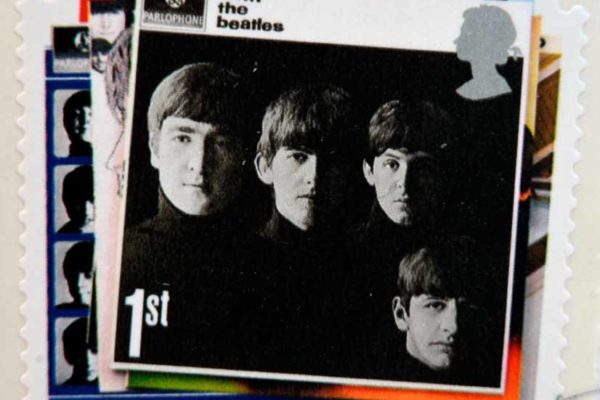 FK8BKX UNITED KINGDOM - CIRCA 2007: a postage stamp printed in Great Britain showing an image of The Beatles,  album cover